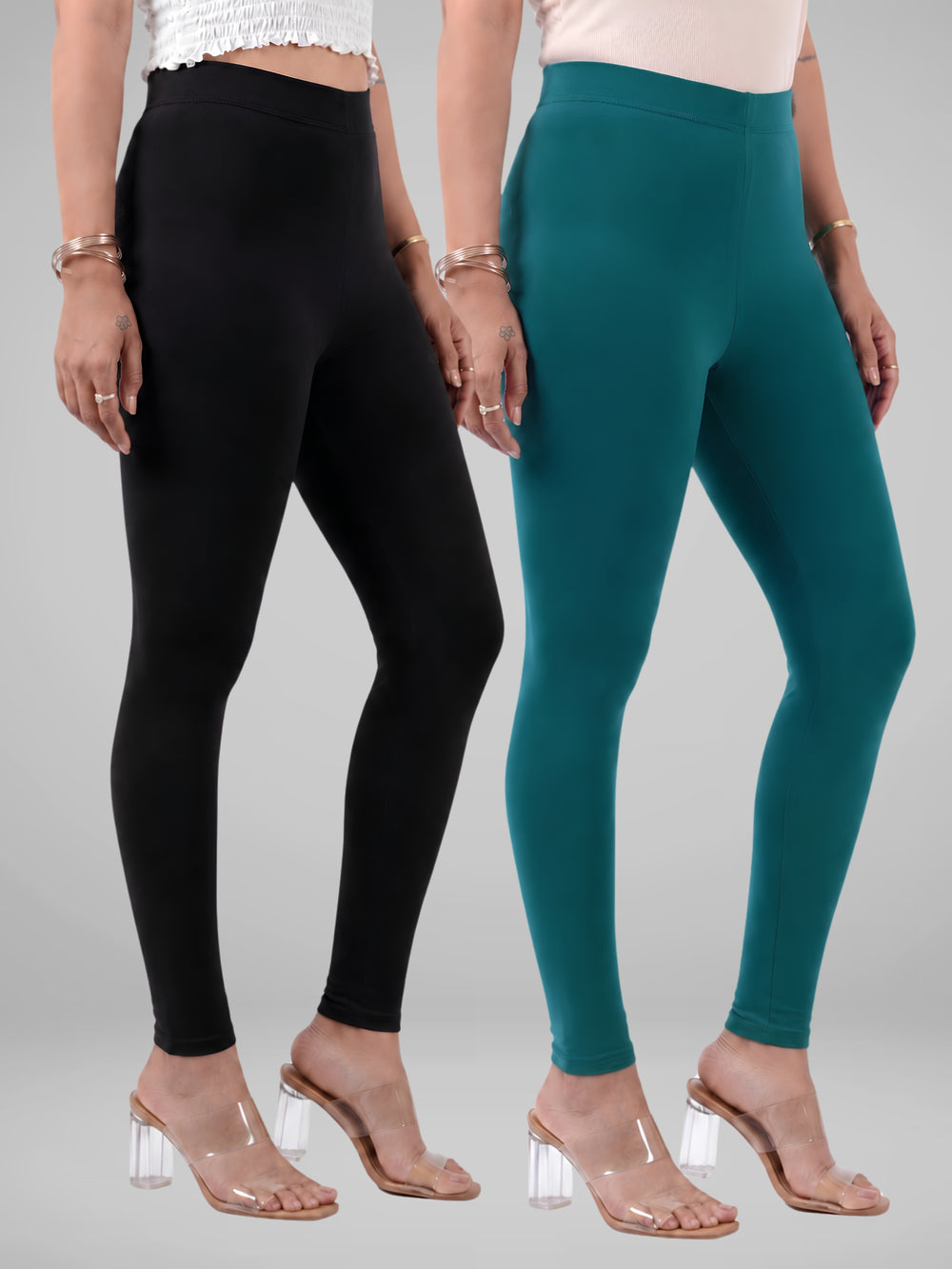 Glide-Ankle-Length-Pack-of-2-Leggings - black-,-bluegreen