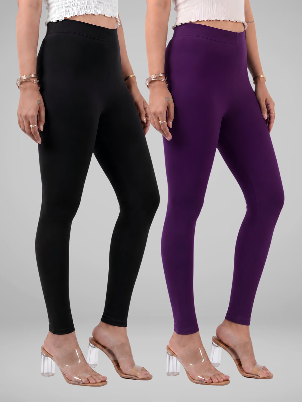 Glide-Ankle-Length-Pack-of-2-Leggings - black-,-wine