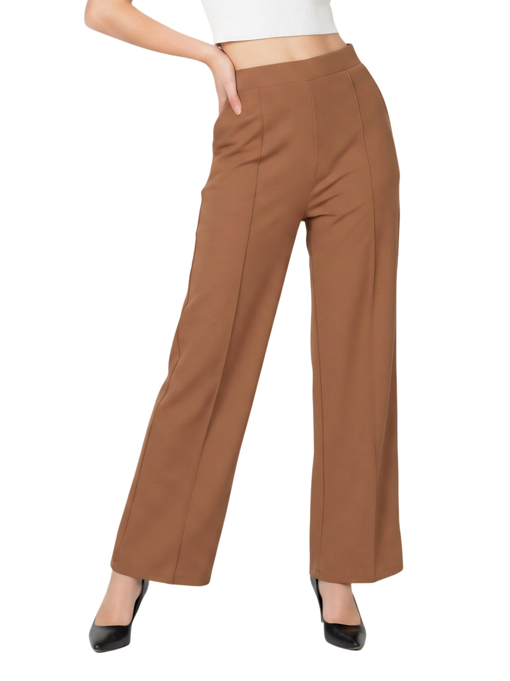 Drape Stretchable Wide Leg Pants