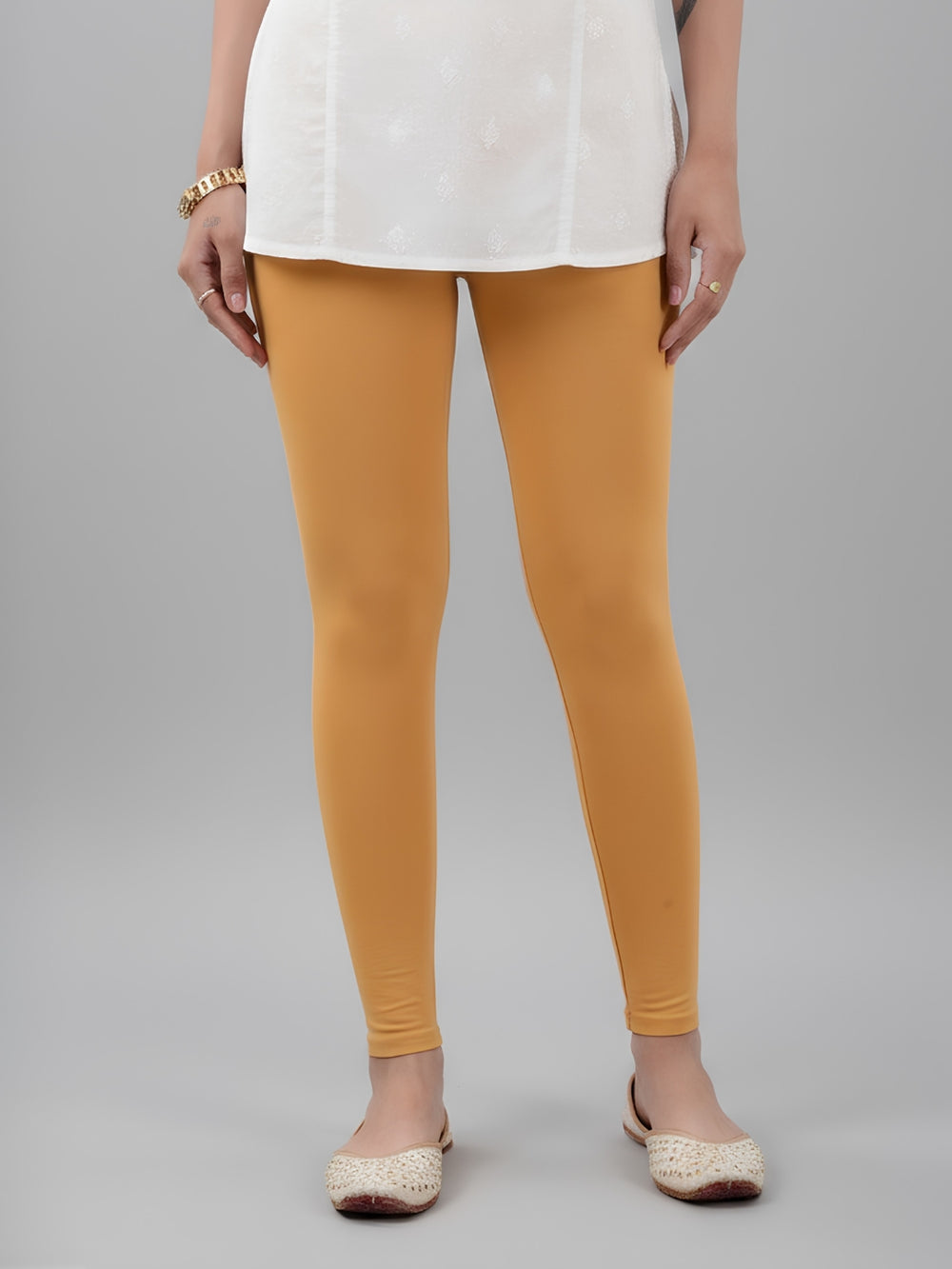 Glide Ankle Length Leggings - Beige