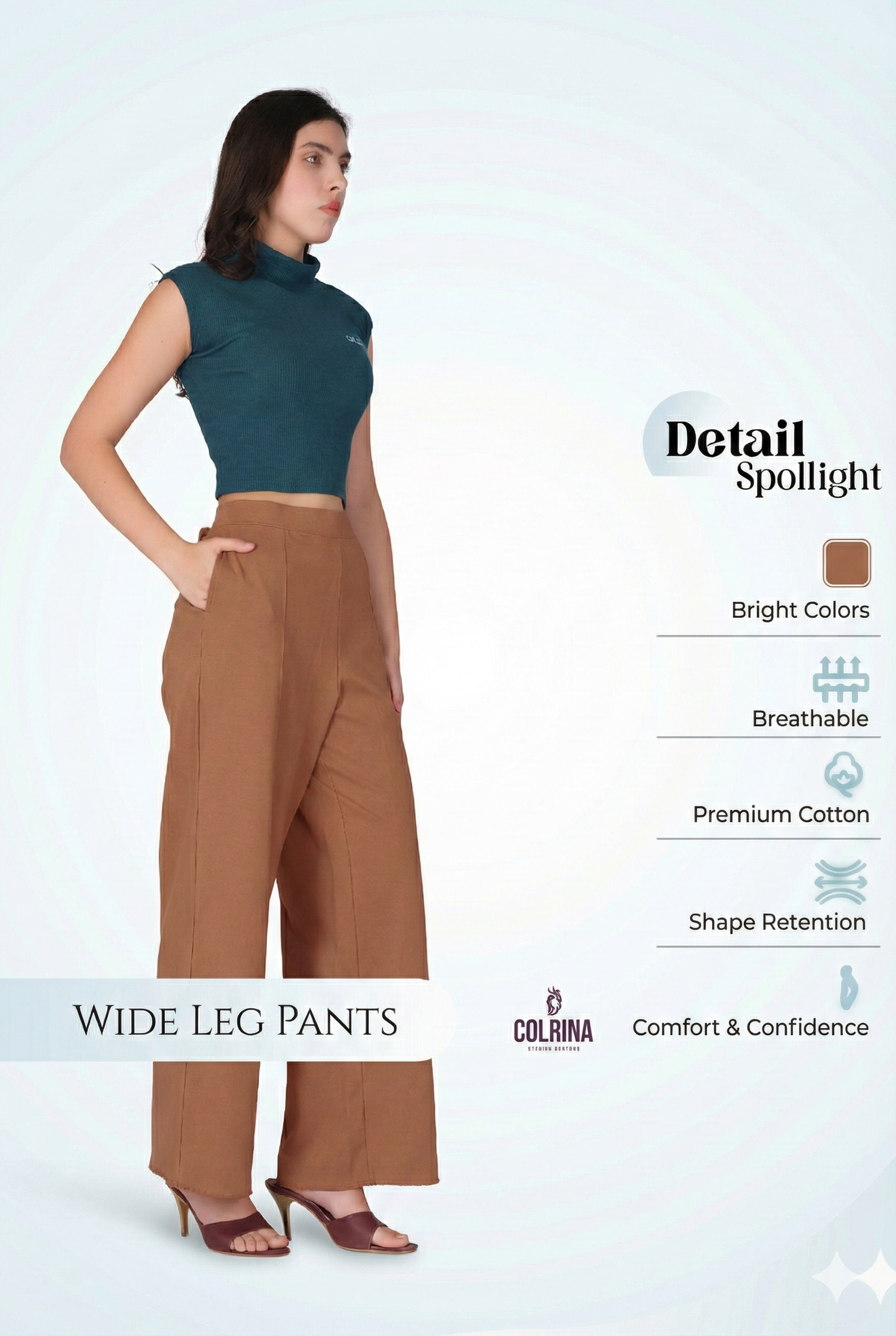 Drape Stretchable Wide Leg Pants