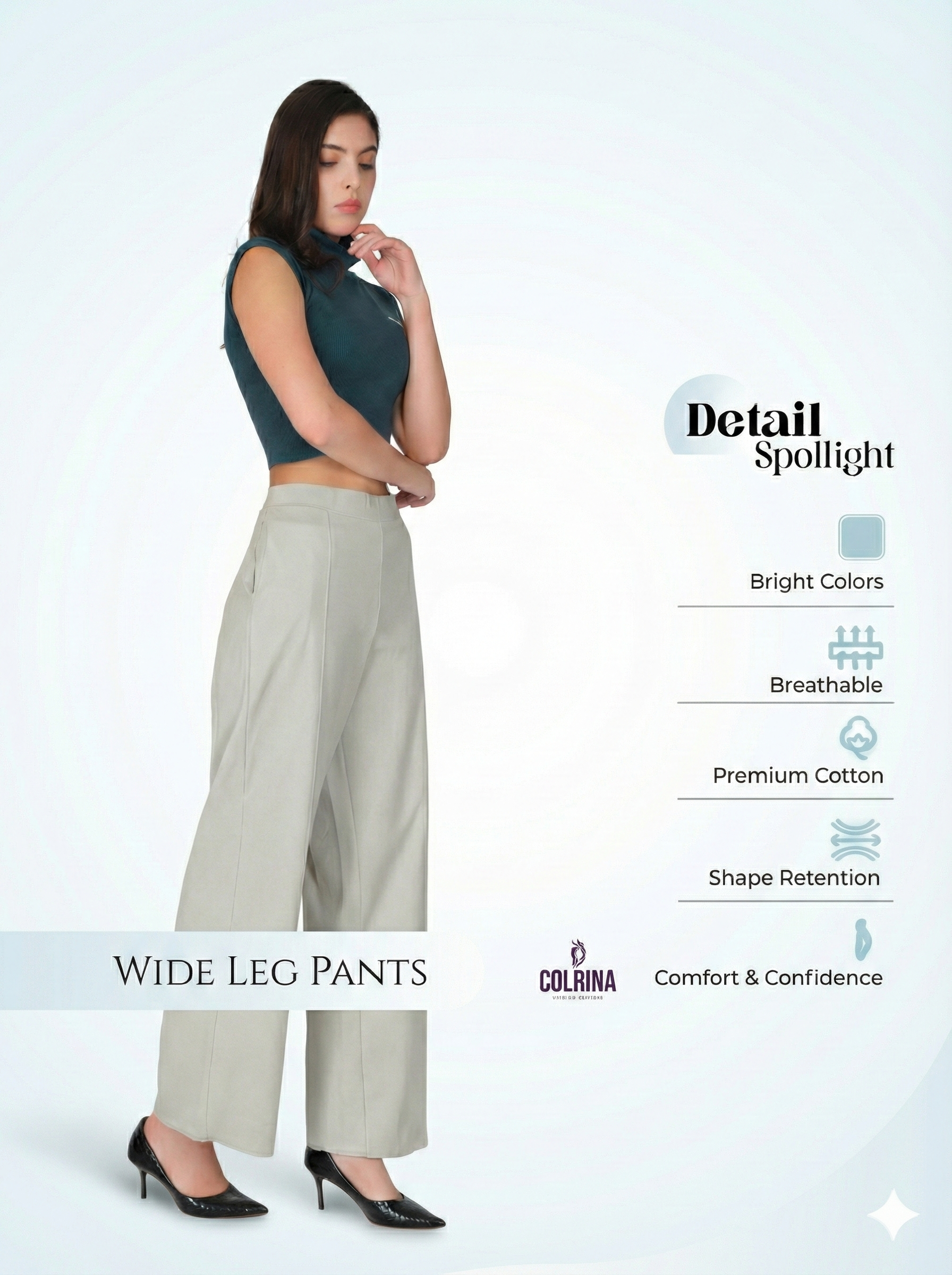 Drape Stretchable Wide Leg Pants