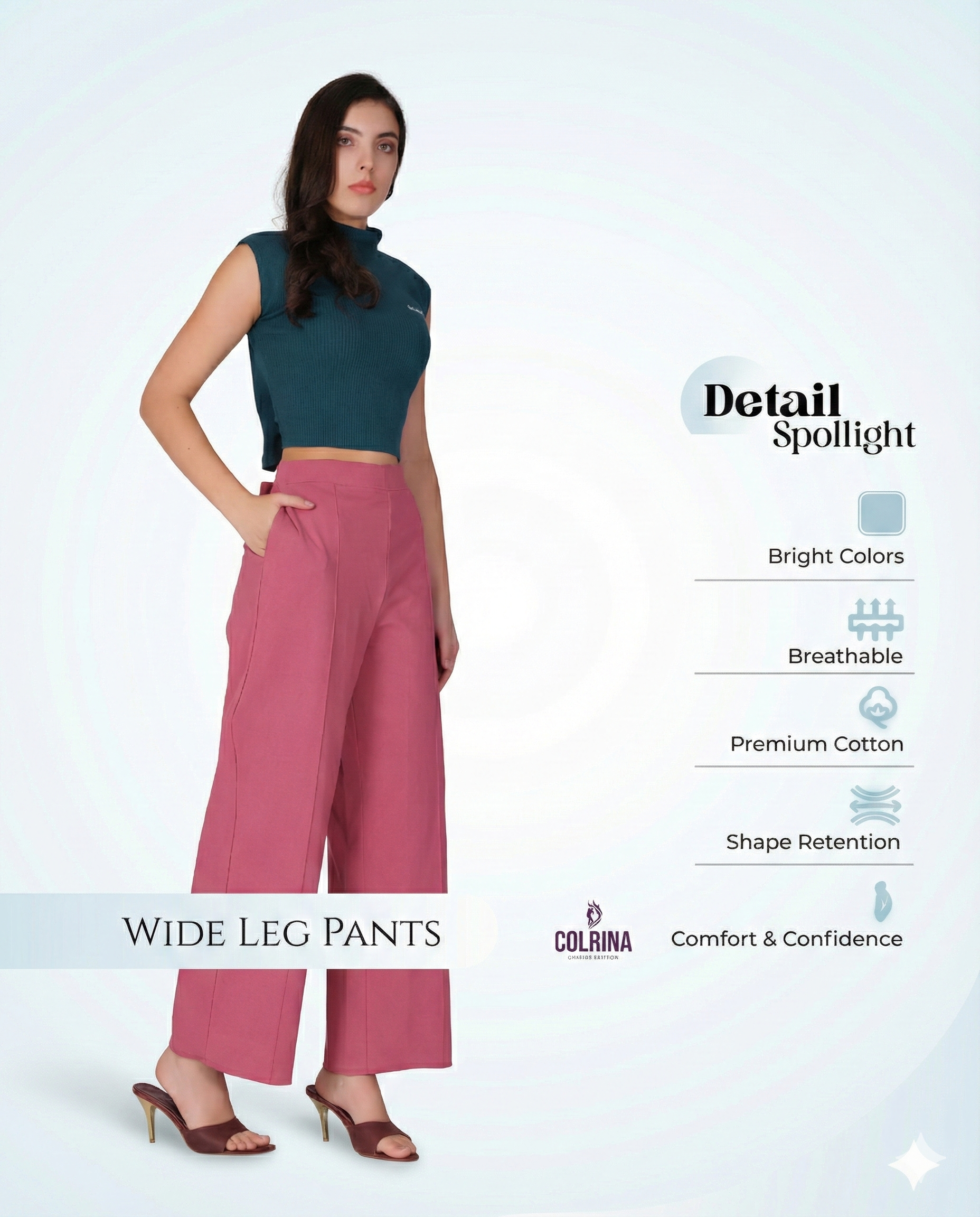 Drape Stretchable Wide Leg Pants