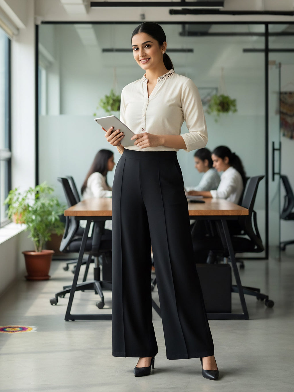 Drape Stretchable Wide Leg Pants