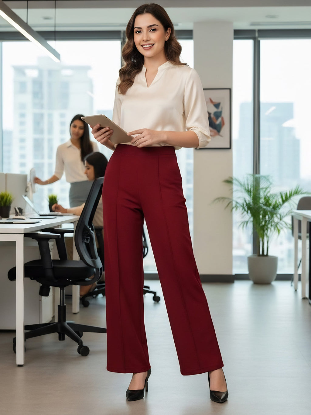 Drape Stretchable Wide Leg Pants