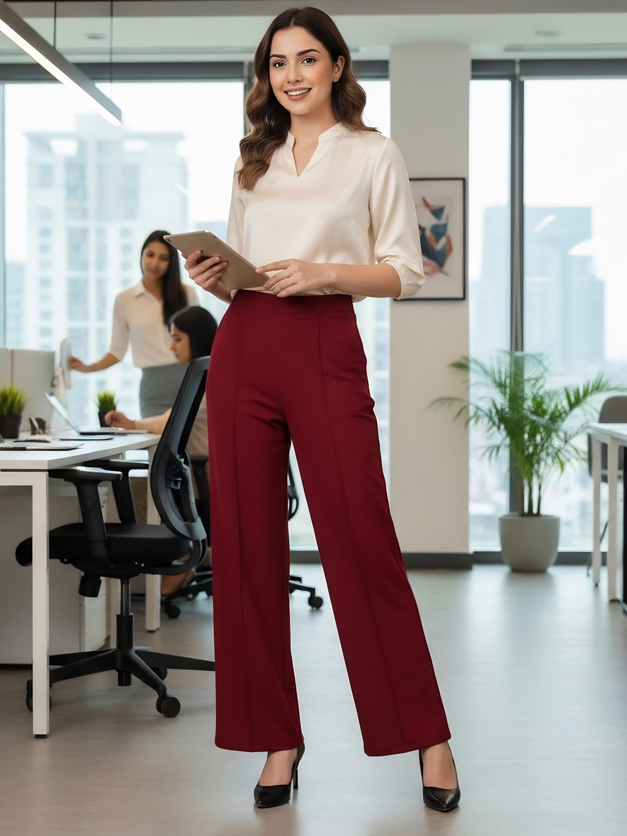 Drape Stretchable Wide Leg Pants