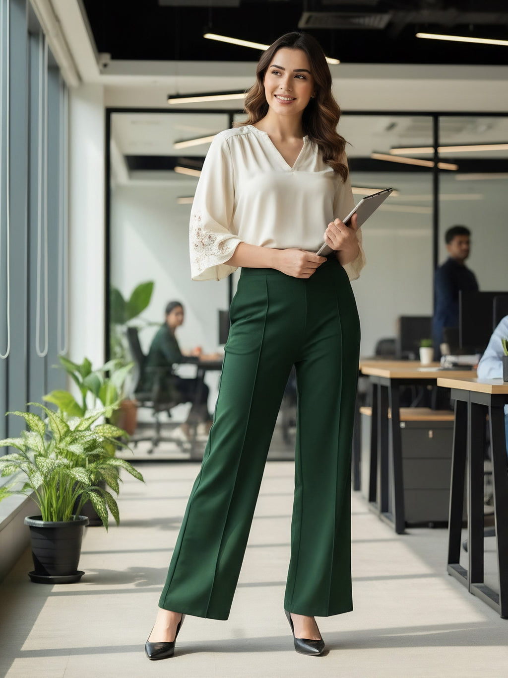 Drape Stretchable Wide Leg Pants