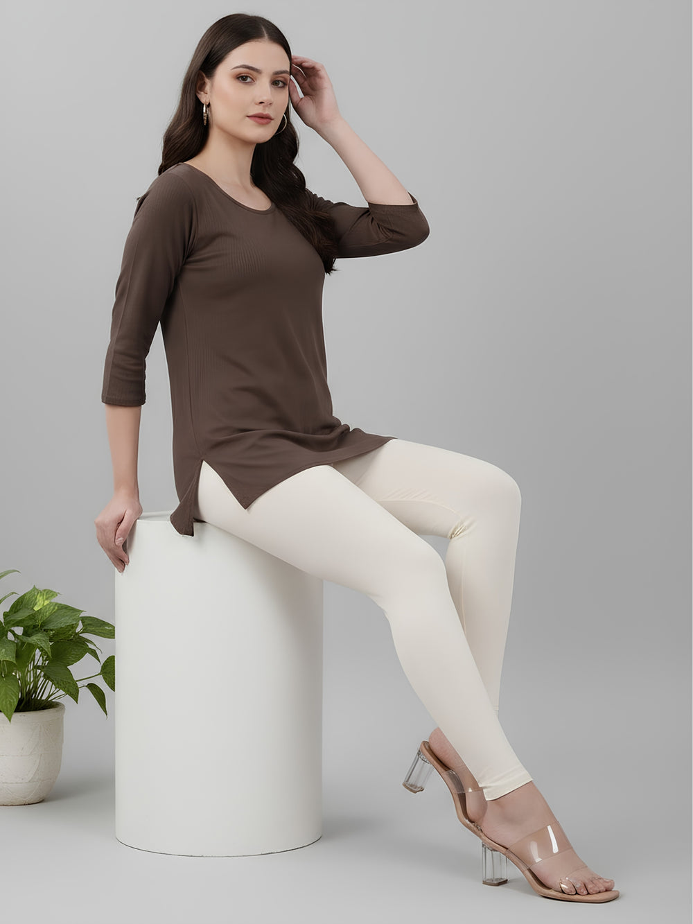 Glide Ankle Length Leggings - Pale Silver